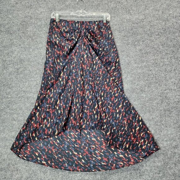 ba&sh Phoebe Midi Skirt Size Large 8 Multicolored Print Satin Career - Picture 5 of 16